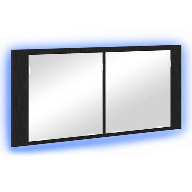Berkfield Home LED Mirror Cabinet Black Oak 100x12x45 cm Engineered Wood - Size: 100 x 12 x 45 cm - image 1