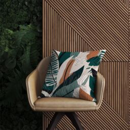 Warren Reed - Designer Autumn Tropical Leaves Green Brown Outdoor Cushion - Size: 45 cm x 45 cm - thumbnail 2