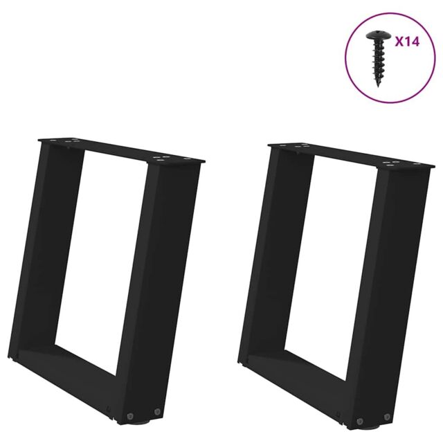 Berkfield Home Coffee Table Legs U-Shaped 2 pcs Black 50x(42-43) cm Steel - image 1