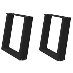 Berkfield Home Coffee Table Legs U-Shaped 2 pcs Black 50x(42-43) cm Steel - thumbnail 2