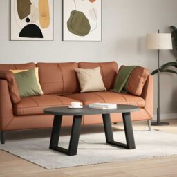Berkfield Home Coffee Table Legs U-Shaped 2 pcs Black 50x(42-43) cm Steel - thumbnail 3