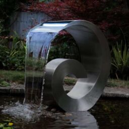 Primrose Atlantis' Cascading Stainless Steel Water Feature with Lights 65cm in Metallic Silver - thumbnail 4