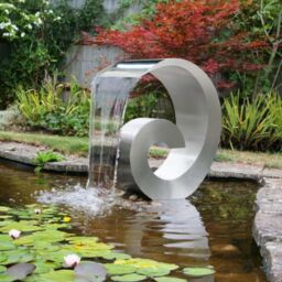 Primrose Atlantis' Cascading Stainless Steel Water Feature with Lights 65cm in Metallic Silver - thumbnail 3