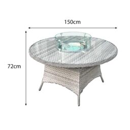 Oseasons Knightsbridge XL Rattan 6 Seat Firepit Dining Set in Dove Grey with Aluminium Frame - thumbnail 4