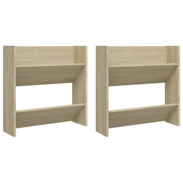Berkfield Home Wall Shoe Cabinets 2 pcs Sonoma Oak 60x18x60cm Engineered Wood in Light Tan - Size: 60 x 18 x 60 cm - image 1
