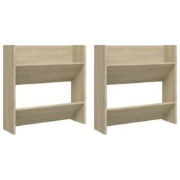 Berkfield Home Wall Shoe Cabinets 2 pcs Sonoma Oak 60x18x60cm Engineered Wood in Light Tan - Size: 60 x 18 x 60 cm - thumbnail 1
