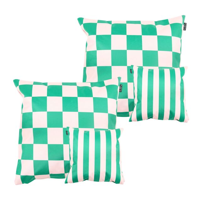 icon Indoor & Outdoor Checkerboard Waterproof Cushion Green Set of 2 - Size: 43 cm x 43 cm - image 1