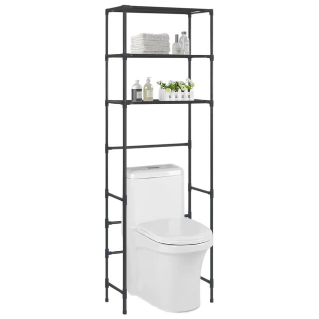 Berkfield Home 3-Tier Storage Rack over Toilet Black 53x28x169 cm - Size: 53 x 28 x 169 cm - image 1
