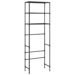 Berkfield Home 3-Tier Storage Rack over Toilet Black 53x28x169 cm - Size: 53 x 28 x 169 cm - thumbnail 5