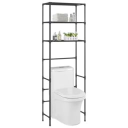 Berkfield Home 3-Tier Storage Rack over Toilet Black 53x28x169 cm - Size: 53 x 28 x 169 cm - thumbnail 1