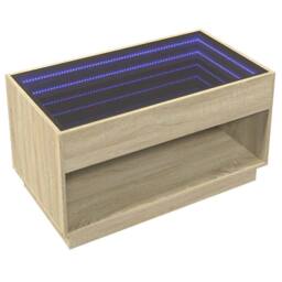 Berkfield Home Decorative Coffee Table with Infinity LED Sonoma Oak 90x50x50 cm in Light Brown - Size: 90 x 50 x 50 cm - thumbnail 5