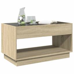 Berkfield Home Decorative Coffee Table with Infinity LED Sonoma Oak 90x50x50 cm in Light Brown - Size: 90 x 50 x 50 cm - thumbnail 4