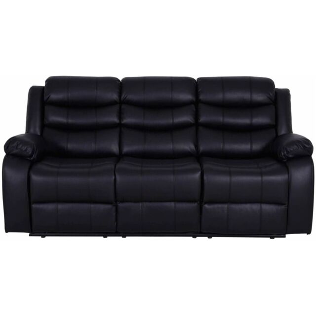 Snugg Furniture UK Limited Roman Leather Recliner 3 Seater sofa in Black - image 1
