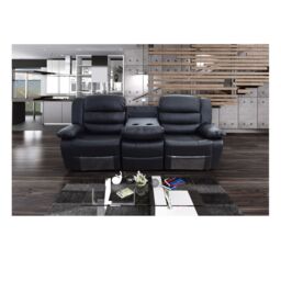 Snugg Furniture UK Limited Roman Leather Recliner 3 Seater sofa in Black - thumbnail 2