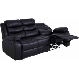 Snugg Furniture UK Limited Roman Leather Recliner 3 Seater sofa in Black - thumbnail 4