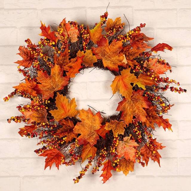 KORVIXA Fall Door Berries Harvest Wreath Autumn in Red - Size: 100 cm - image 1