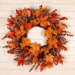 KORVIXA Fall Door Berries Harvest Wreath Autumn in Red - Size: 100 cm