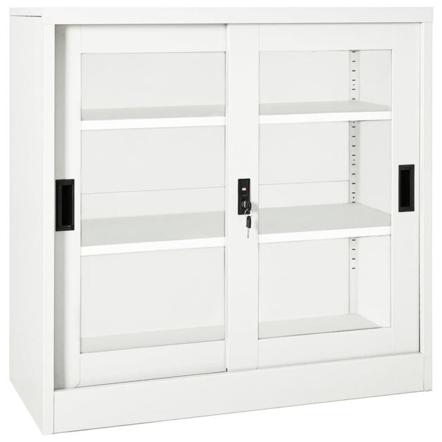 Berkfield Home Sliding Door Cabinet White 90x40x90 cm Steel - Size: 90 x 40 x 90 cm - image 1