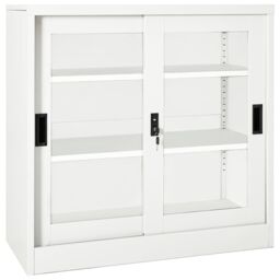 Berkfield Home Sliding Door Cabinet White 90x40x90 cm Steel - Size: 90 x 40 x 90 cm