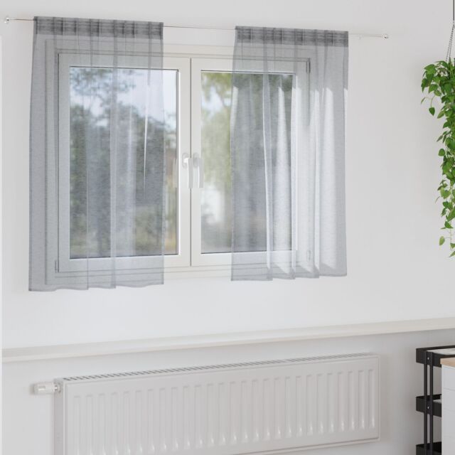 Berkfield Home Curtains with Curtains 2 pcs Dark gray 140 x 140 cm Polyester in Grey - image 1