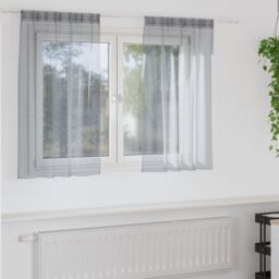 Berkfield Home Curtains with Curtains 2 pcs Dark gray 140 x 140 cm Polyester in Grey - thumbnail 1