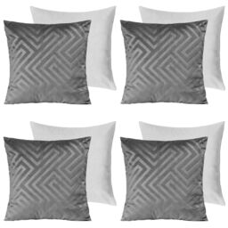 4 x Matte Geo Velvet Cushion Covers Filled Soft - thumbnail 1