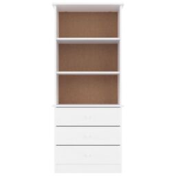 Berkfield Home Bookcase with Drawers ALTA White 60x35x142 cm Solid Wood Pine - Size: 60 x 35 x 142 cm - thumbnail 3