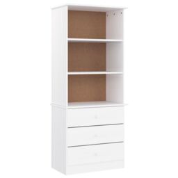 Berkfield Home Bookcase with Drawers ALTA White 60x35x142 cm Solid Wood Pine - Size: 60 x 35 x 142 cm - thumbnail 2