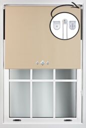 Furnished Cappuccino Blackout Roller Blind with Triple Diamond Eyelets & Metal Fittings in Beige - Size: 135 cm width x 165 cm drop - thumbnail 1