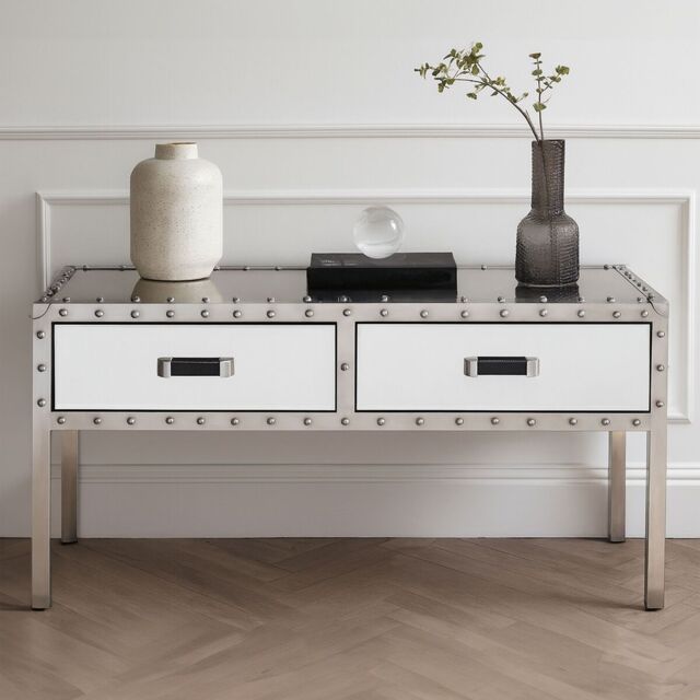 Orsina Stunning Coffee Table, Glass Constructed Modern Coffee Table For Livingroom, Rectangular Coffee Table in Silver - image 1