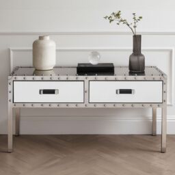 Orsina Stunning Coffee Table, Glass Constructed Modern Coffee Table For Livingroom, Rectangular Coffee Table in Silver - thumbnail 1