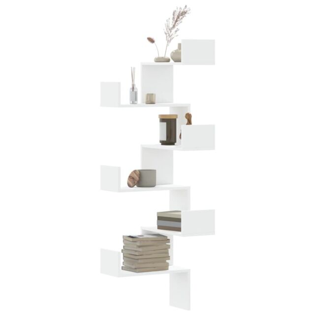 Berkfield Home Wall Corner Shelf White 45x45x147 cm Engineered Wood - Size: 45 x 45 x 147 cm - image 1
