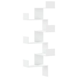 Berkfield Home Wall Corner Shelf White 45x45x147 cm Engineered Wood - Size: 45 x 45 x 147 cm - thumbnail 2