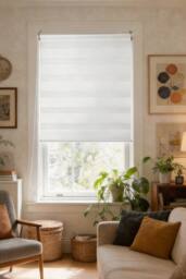 Living and Home 150cm H Dual Layer Day & Night Zebra Roller Blind Privacy Protection in White - Size: 40 cm - thumbnail 3