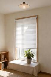 Living and Home 150cm H Dual Layer Day & Night Zebra Roller Blind Privacy Protection in White - Size: 40 cm - thumbnail 2