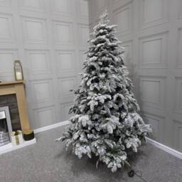 Shatchi Pre-Lit Artificial Christmas Tree Lapland - LED Cool White Lights with Snow Flocked Tips in Green - Size: 7ft - thumbnail 9