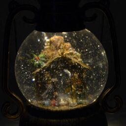 Shatchi 30CM Large Christmas Musical LED Water Filled Swirling Glitter Lantern Light Nativity Decoration in Brown - thumbnail 4
