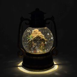 Shatchi 30CM Large Christmas Musical LED Water Filled Swirling Glitter Lantern Light Nativity Decoration in Brown - thumbnail 3