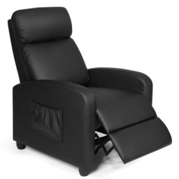 Gymax Upholstered Recliner Armchair Sofa Lounge Chair With Adjustable Backrest in Black