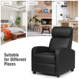 Gymax Upholstered Recliner Armchair Sofa Lounge Chair With Adjustable Backrest in Black - thumbnail 8