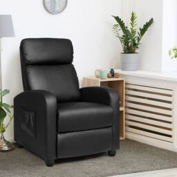 Gymax Upholstered Recliner Armchair Sofa Lounge Chair With Adjustable Backrest in Black - thumbnail 9