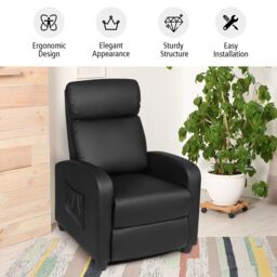 Gymax Upholstered Recliner Armchair Sofa Lounge Chair With Adjustable Backrest in Black - thumbnail 7