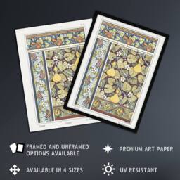 "Artery8 White Flower Gourd Floral Pattern Vintage Wall Art Print Verneuil in Green - Size: W24"" x H32""" - thumbnail 2