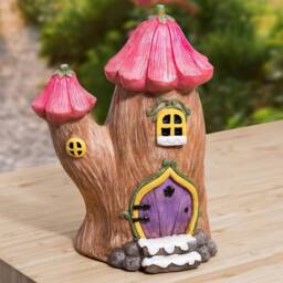 Pelle & Sol Mushroom House Garden Ornament - Resin Garden Decor Statue - thumbnail 1