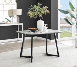 FurnitureboxUK Carson 120cm White Marble Effect Large Dining Table with Black Legs - thumbnail 1