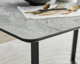 FurnitureboxUK Carson 120cm White Marble Effect Large Dining Table with Black Legs - thumbnail 4