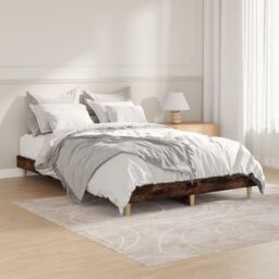 Berkfield Home Bed Frame Smoked Oak 120x190 cm Small Double Engineered Wood in Brown - thumbnail 1