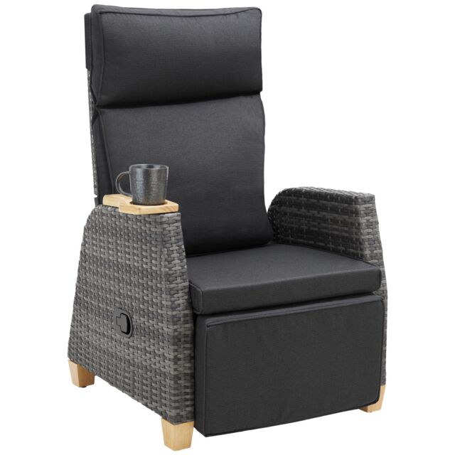 tectake Pescara rattan armchair with aluminum frame, adjustable backrest in Grey - Size: 1 Seater - image 1