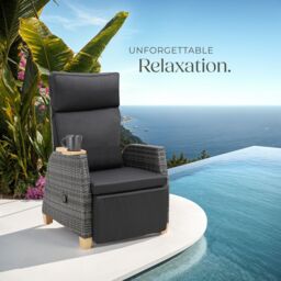 tectake Pescara rattan armchair with aluminum frame, adjustable backrest in Grey - Size: 1 Seater - thumbnail 8