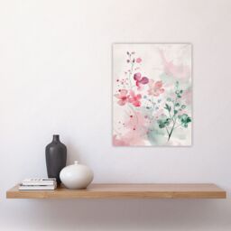 "Artery8 Pretty Light Geranium Flowers Pastel Watercolour Wall Art Print in Pink - Size: W24"" x H32""" - thumbnail 4